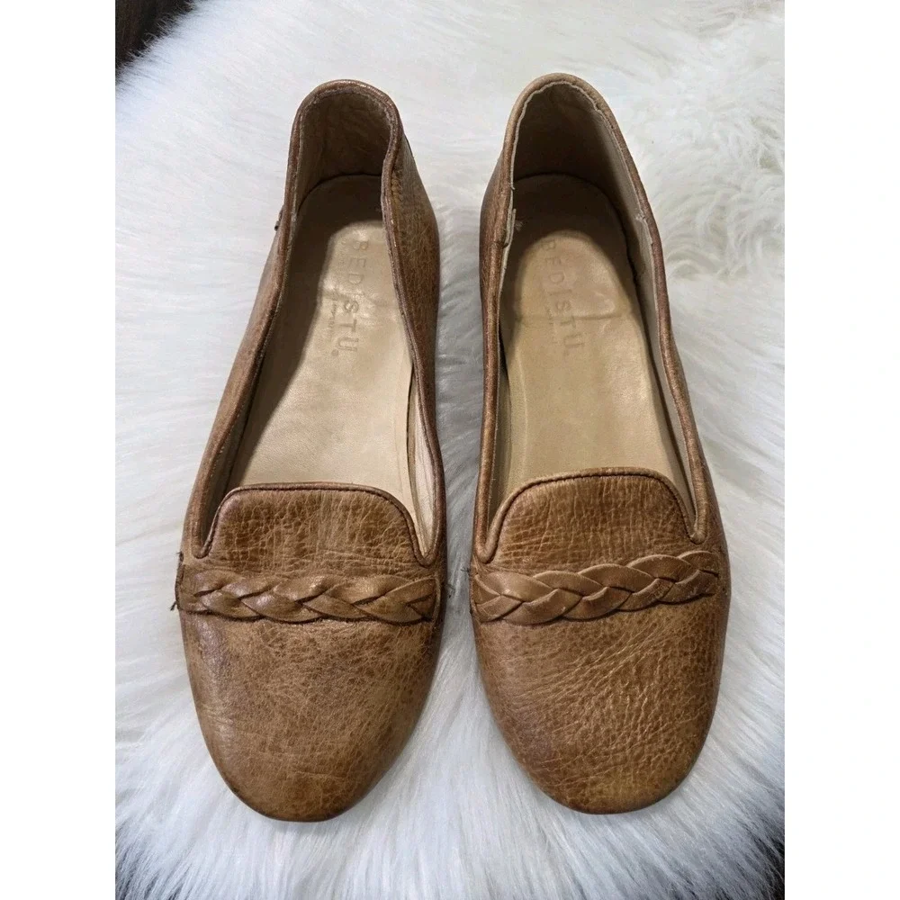 Bed Stu Brown Ballet Flats Braided Leather Slip On Boho Women's Size 7.5